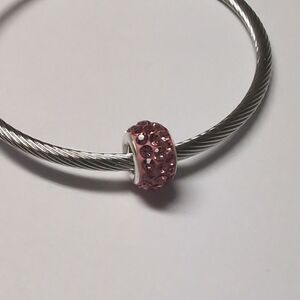 Pink with‎ Pink Rhinestones Charm for Pandora Style Bracelet